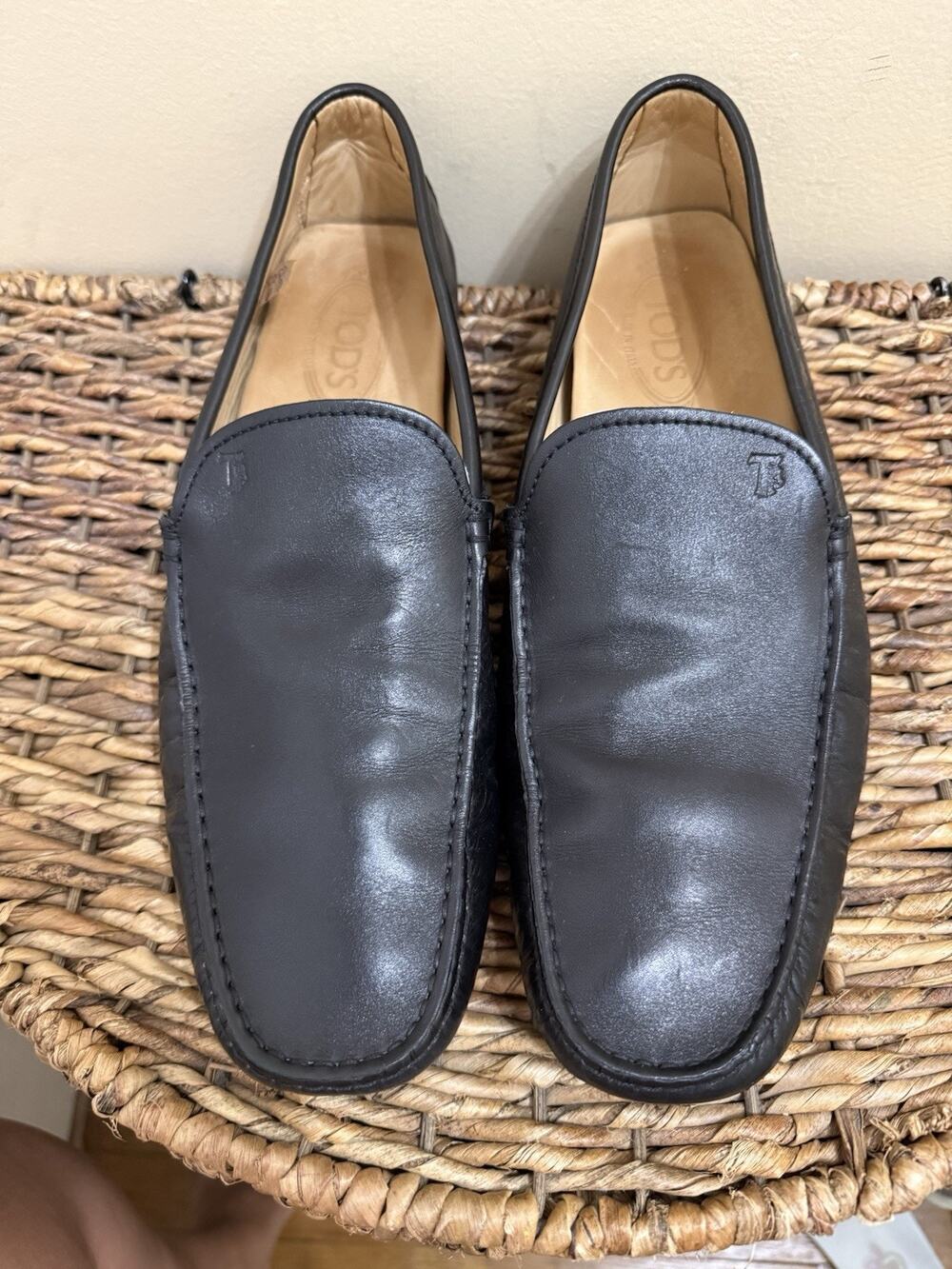 Tod's Italian Black Leather Driving Moccasins Loafers 10.5